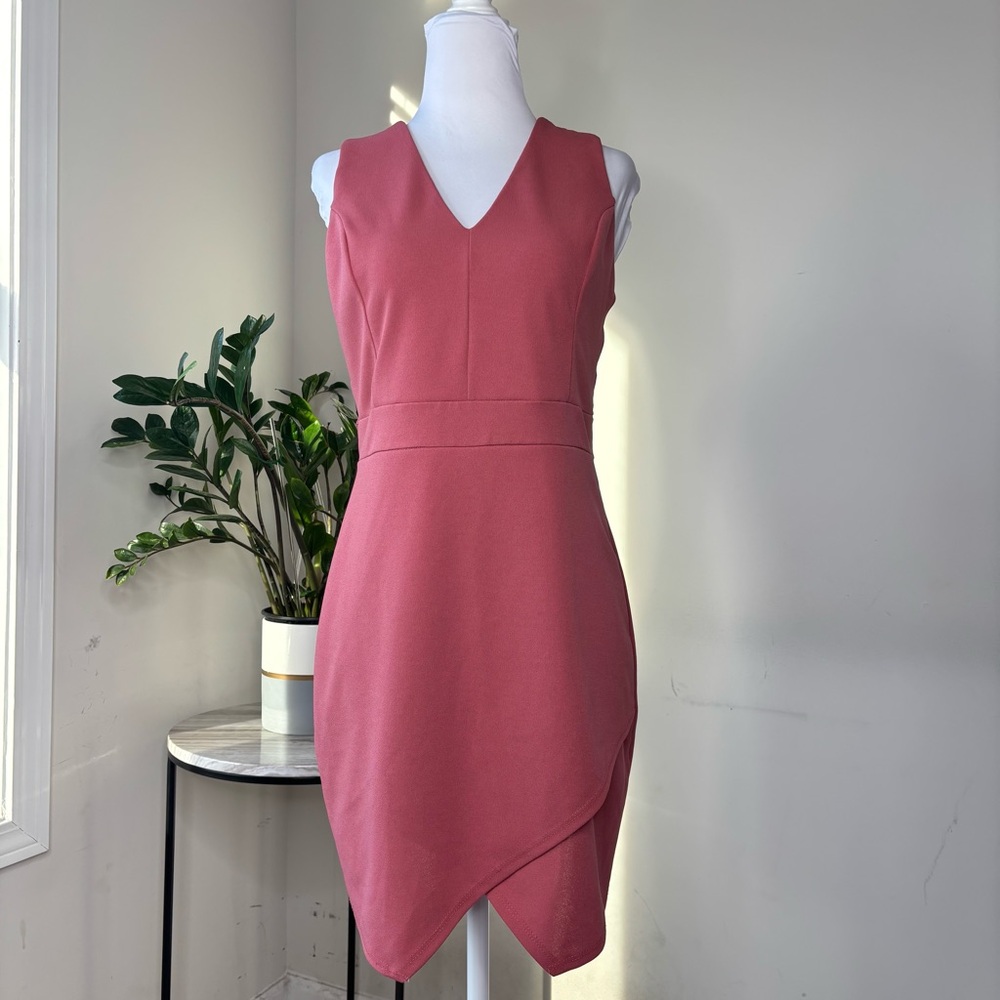 BN6 Newbury Kustom Pink Cocktail Party Dress Chiffon Feminine High Waist Large‎